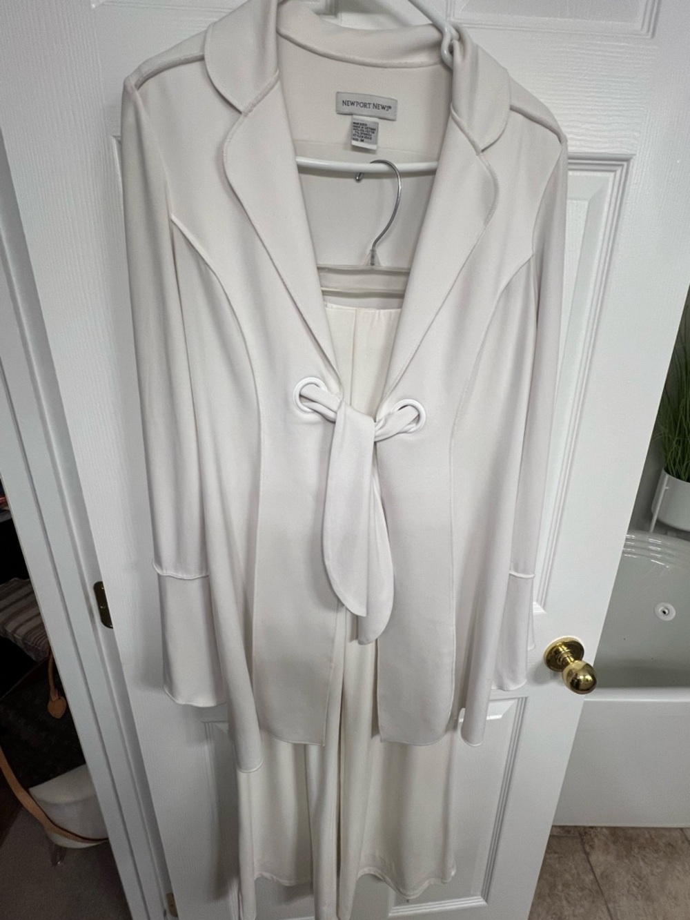 Newport News Cream Tie-Front Jacket & Skirt Ensemble